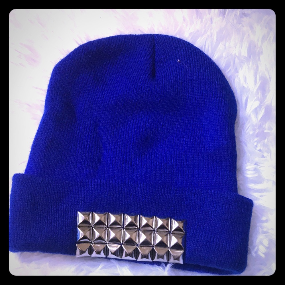 Dodger blue studded beanie